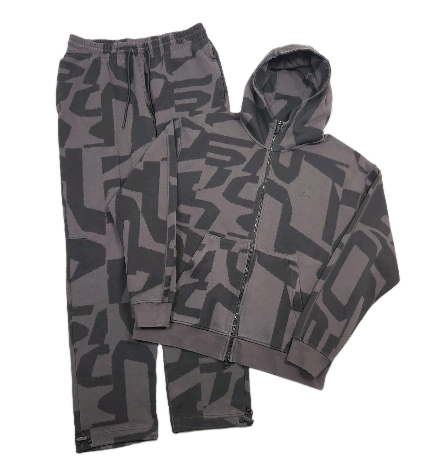 Nike Air Jordan Sport Hoop Fleece Set Mens Large Tall Black Gray Print Dri-Fit