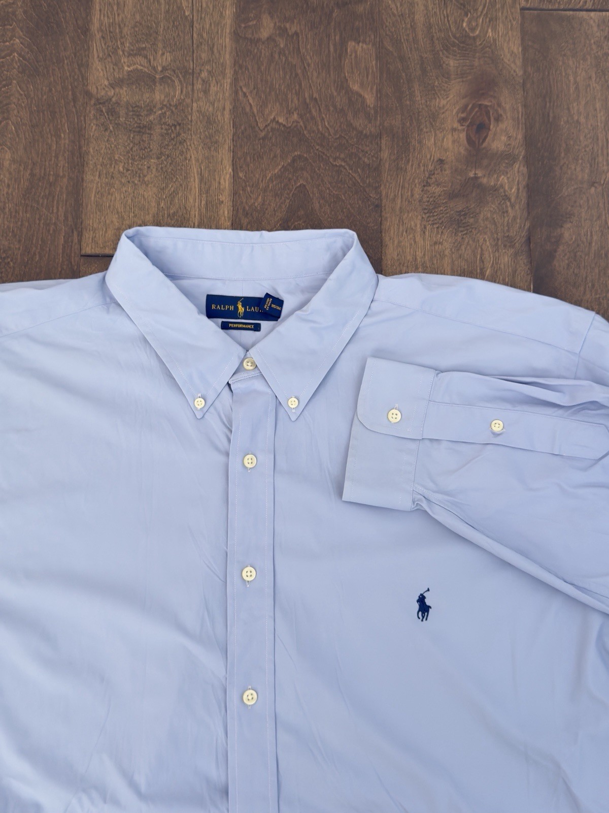 Polo Ralph Lauren Performance Mens 3XB Blue Button Down Shirt Navy Pony Stretch