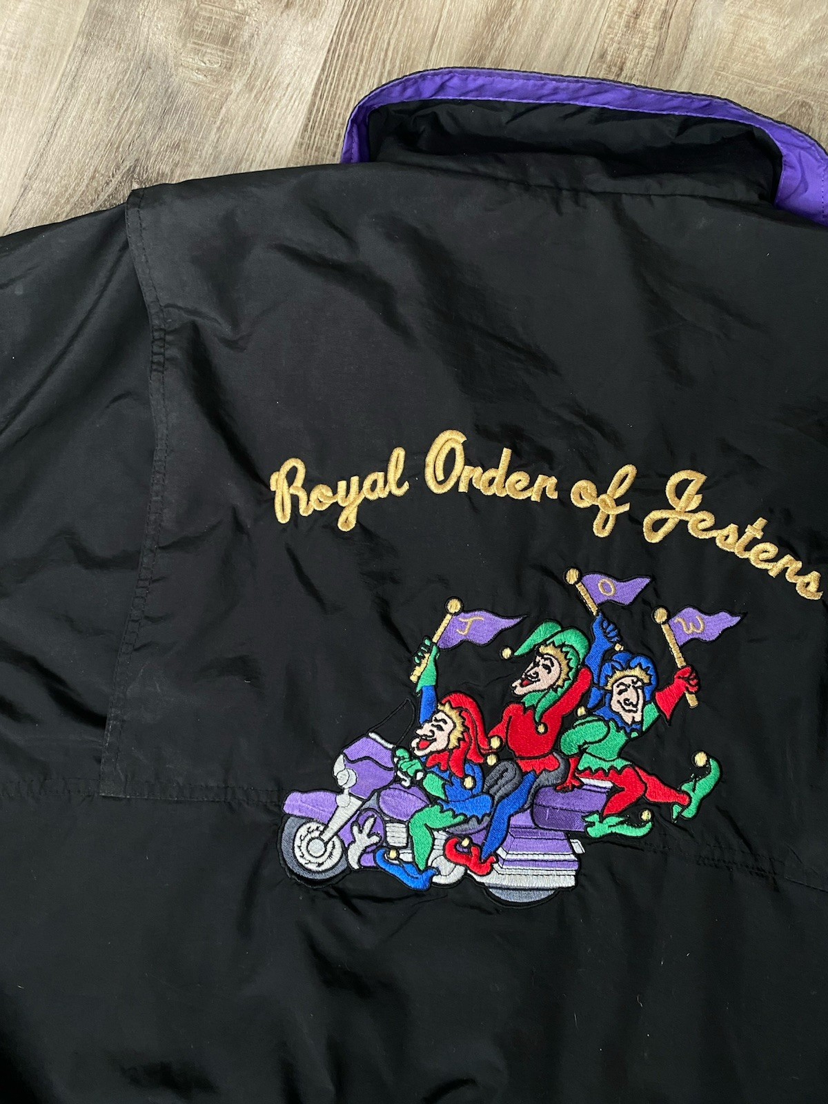 Royal order of Jesters XL Black/Purple Jacket, Embroidered Logo, Snap-Zip
