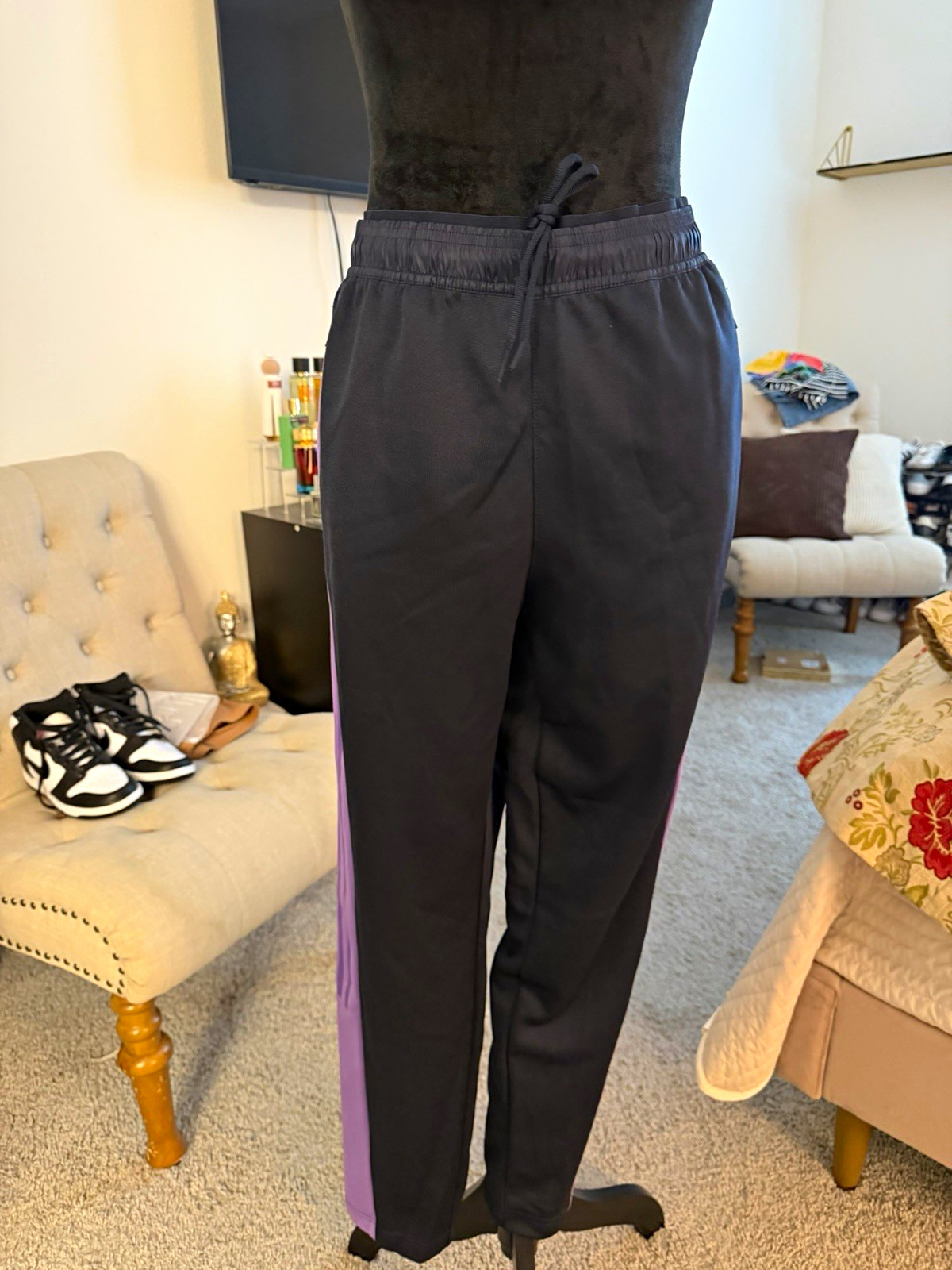 adidas Tiro TP+ Track Pants Men’s L/M/S Black Purple Regular Tapered Pockets