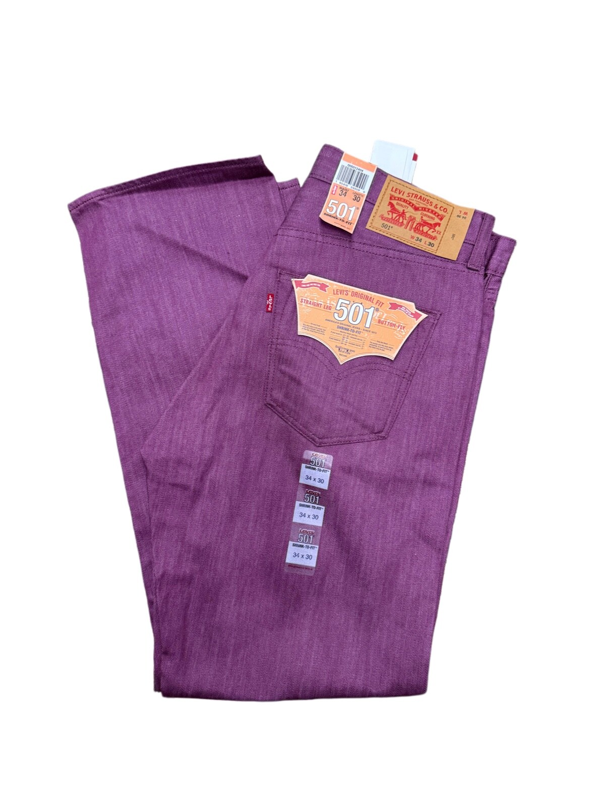 Levi’s Men’s 501 Original Shrink to Fit Jeans Color Purple 005012404