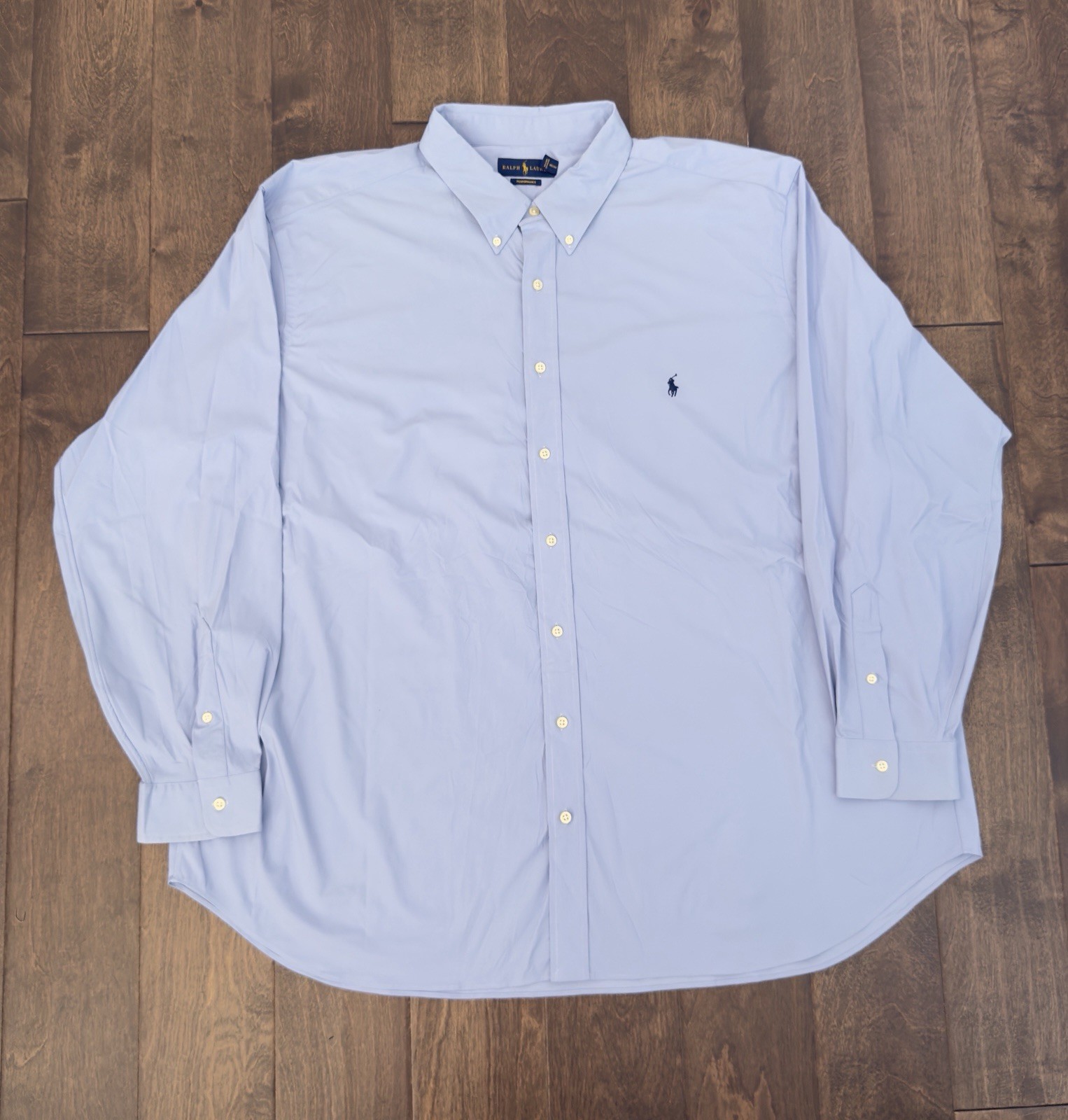 Polo Ralph Lauren Performance Mens 3XB Blue Button Down Shirt Navy Pony Stretch
