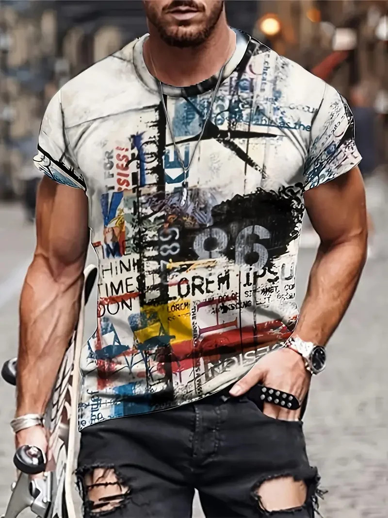 3D Illusion Print T Shirt Short Sleeve Casual Oversized Unisex Tee