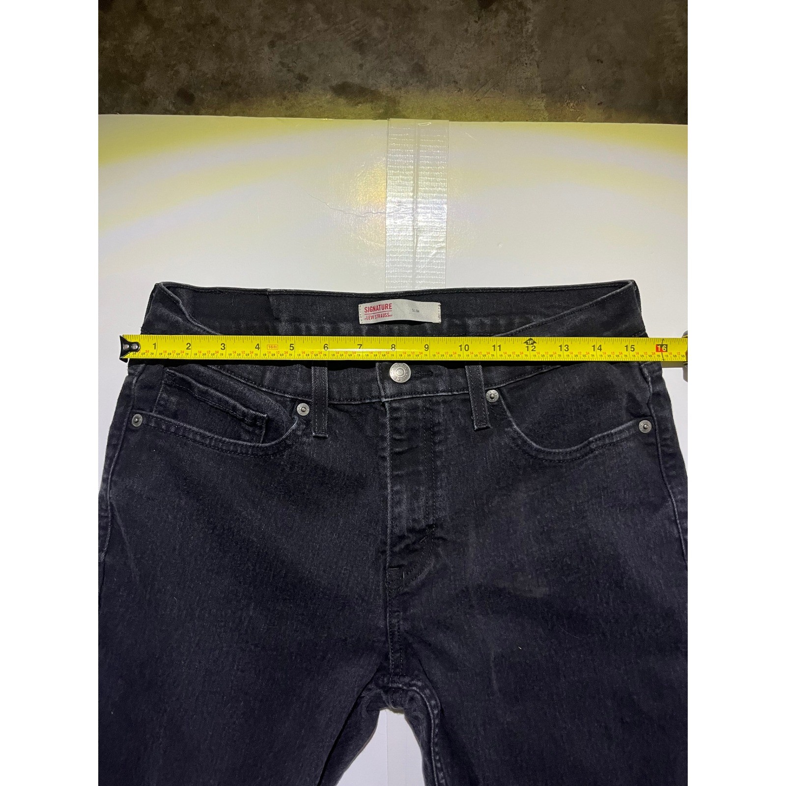 Signature by Levi Strauss Men Black Slim Fit Jeans 32×32 Denim Pants