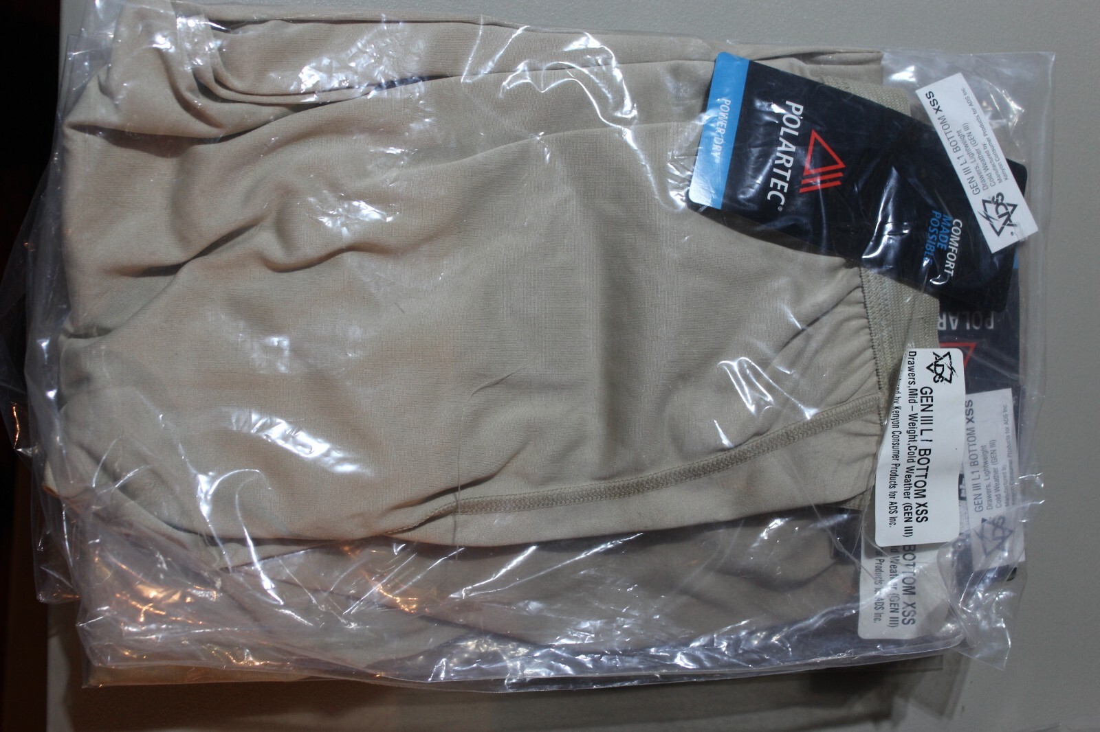 NEW IN BAGS, WITH TAGS POLARTEC POWER DRY GEN III L1 BOTTOMS X SMALL/ SHORT FIT