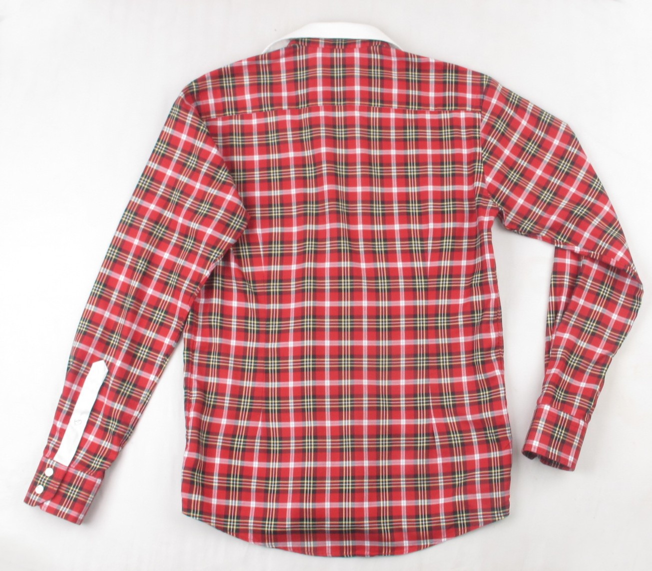 Eton Slim Fit Men’s Red Tartan Check Shirt 16 41 White Contrast Collar Cotton