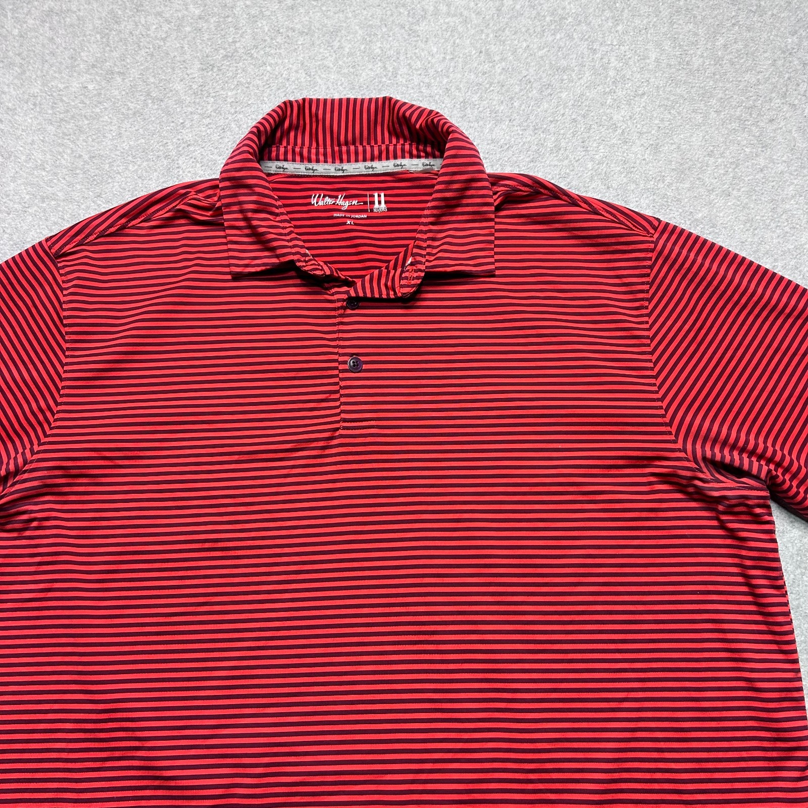 Walter Hagen Golf Polo Shirt Mens XL Red Striped Performance Stretch Casual