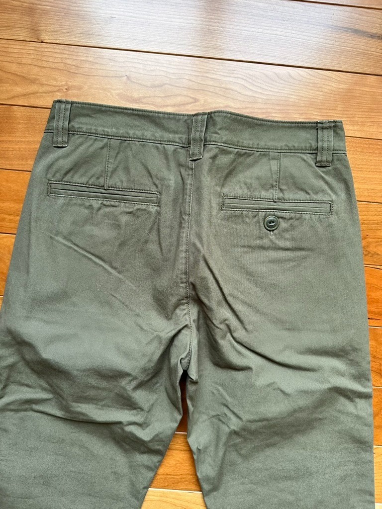 LL Bean Signature Mens Slim Straight Fit Olive Green Cotton Chino Pants 30×32