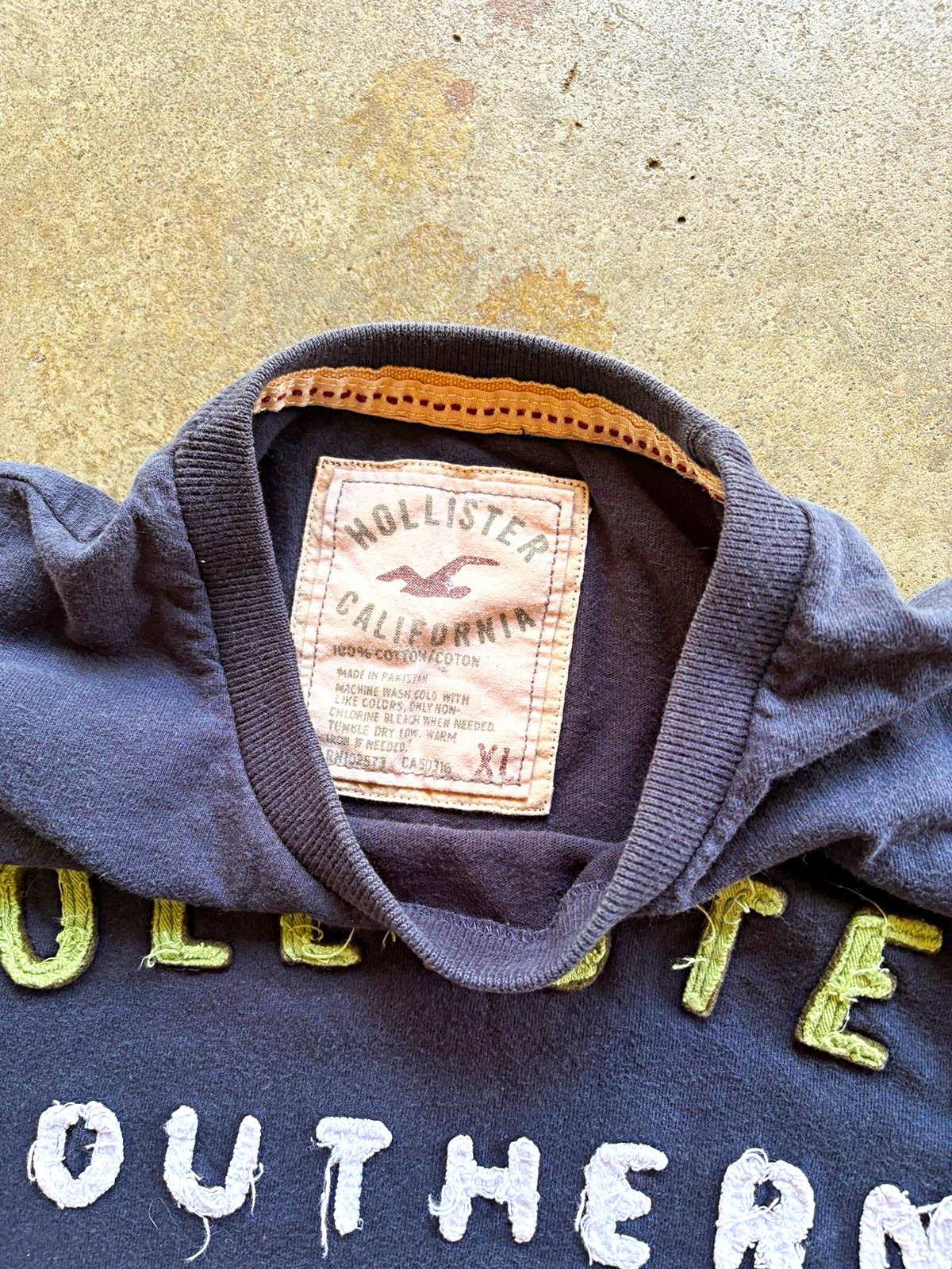 90’s Vintage Hollister single stitch Navy blue embroidered tee
