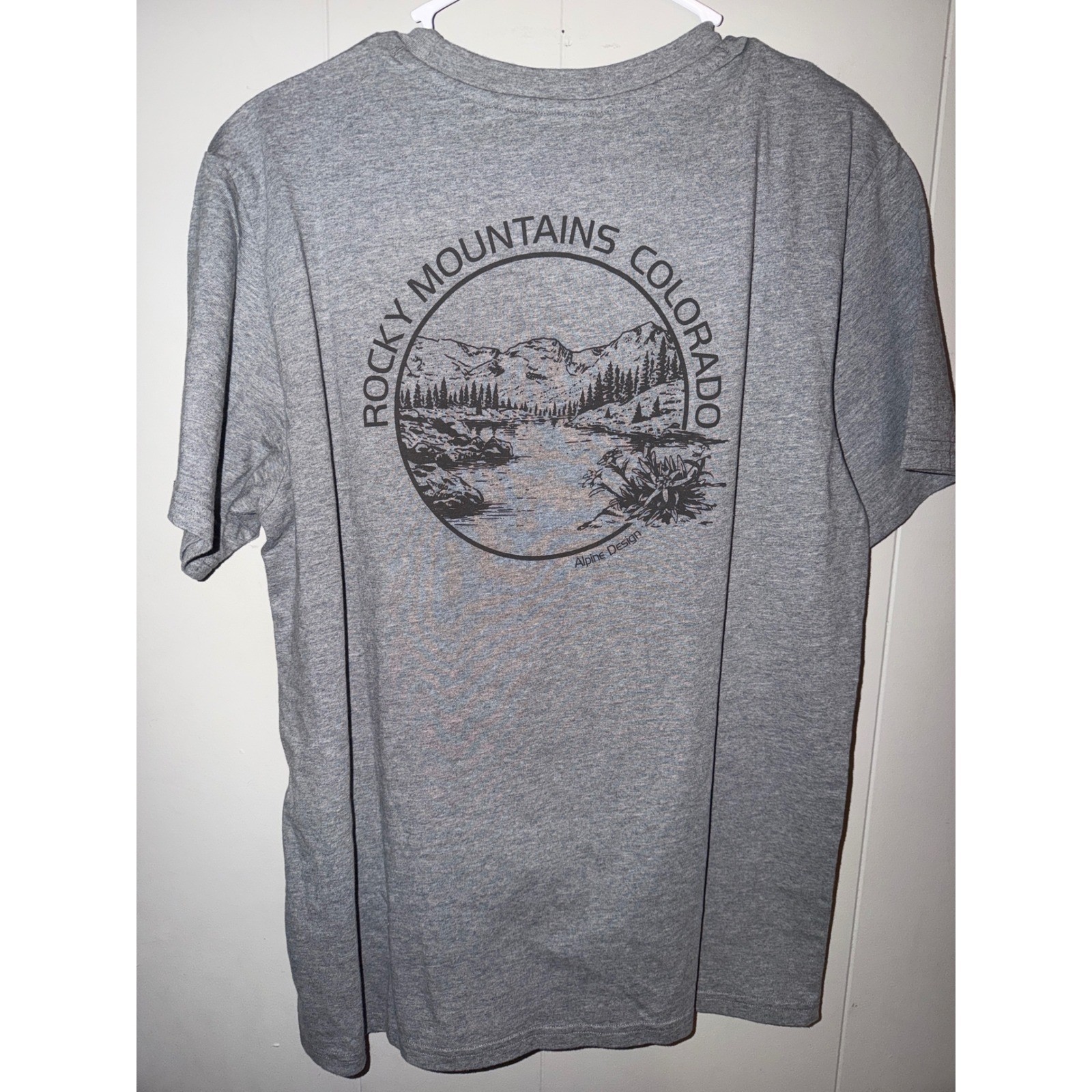 Alpine Design Mens Rocky Mountains Colorado Graphic T-Shirt Gray Size M NEW