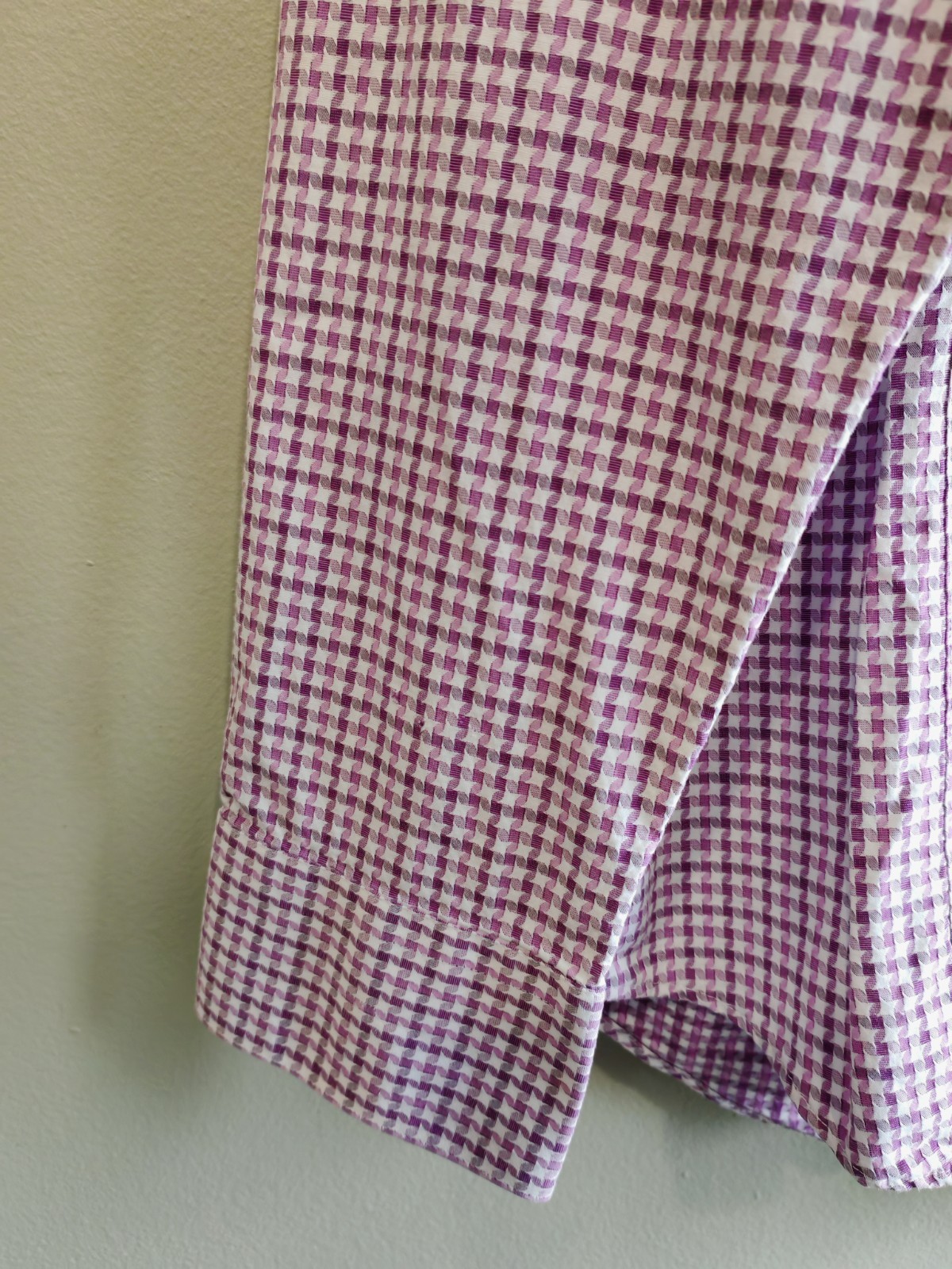 Coton Doux Mens Shirt 42 16.5 Purple Pink White Long Sleeve Smart Casual Starred