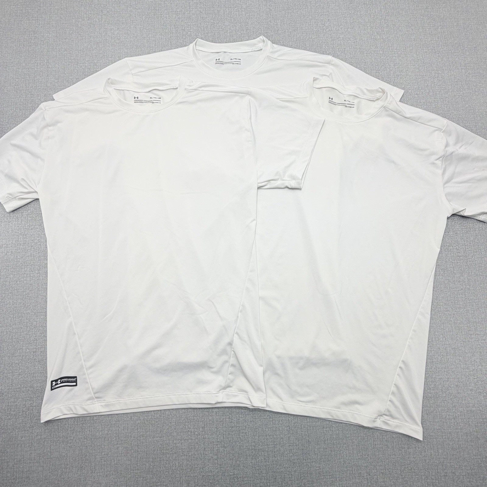 Under Armour Tactical HeatGear Compression Shirt White XL Lot of 3 Short Sleeve