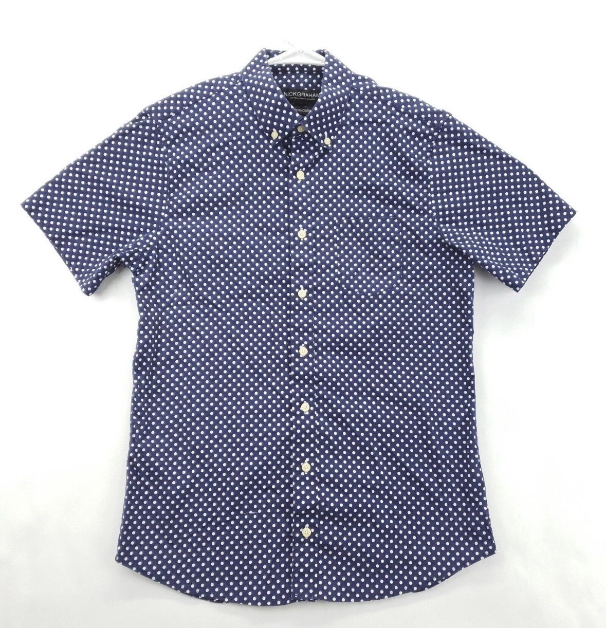 Stunning Mens Nick Graham Polka Dot Button Down Shirt Small