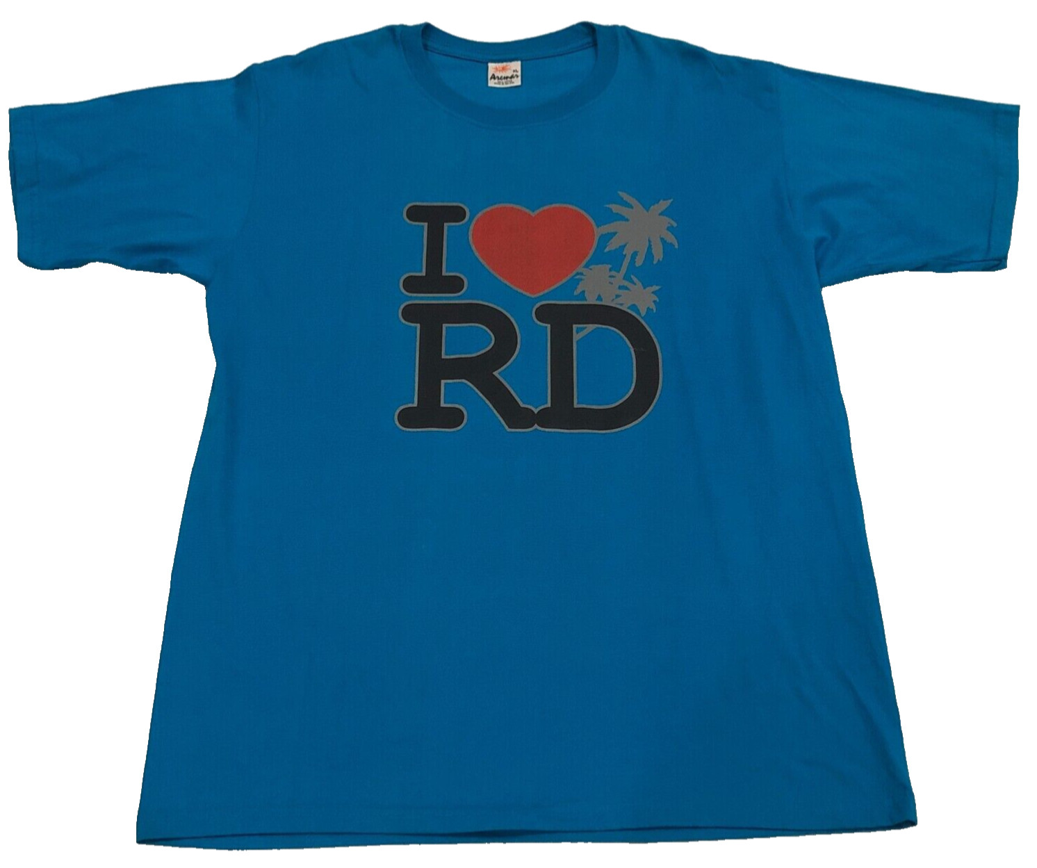 VTG I Love RD Republica Dominican Aremar Mens T-Shirt Sz XL Blue Cotton NWOT
