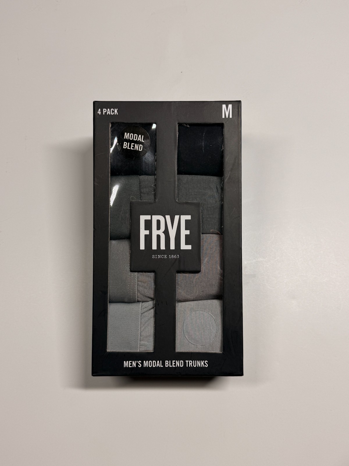 FRYE Modal Blend Trunks – 4 Pack – NWT – Medium – Black and Gray Tones
