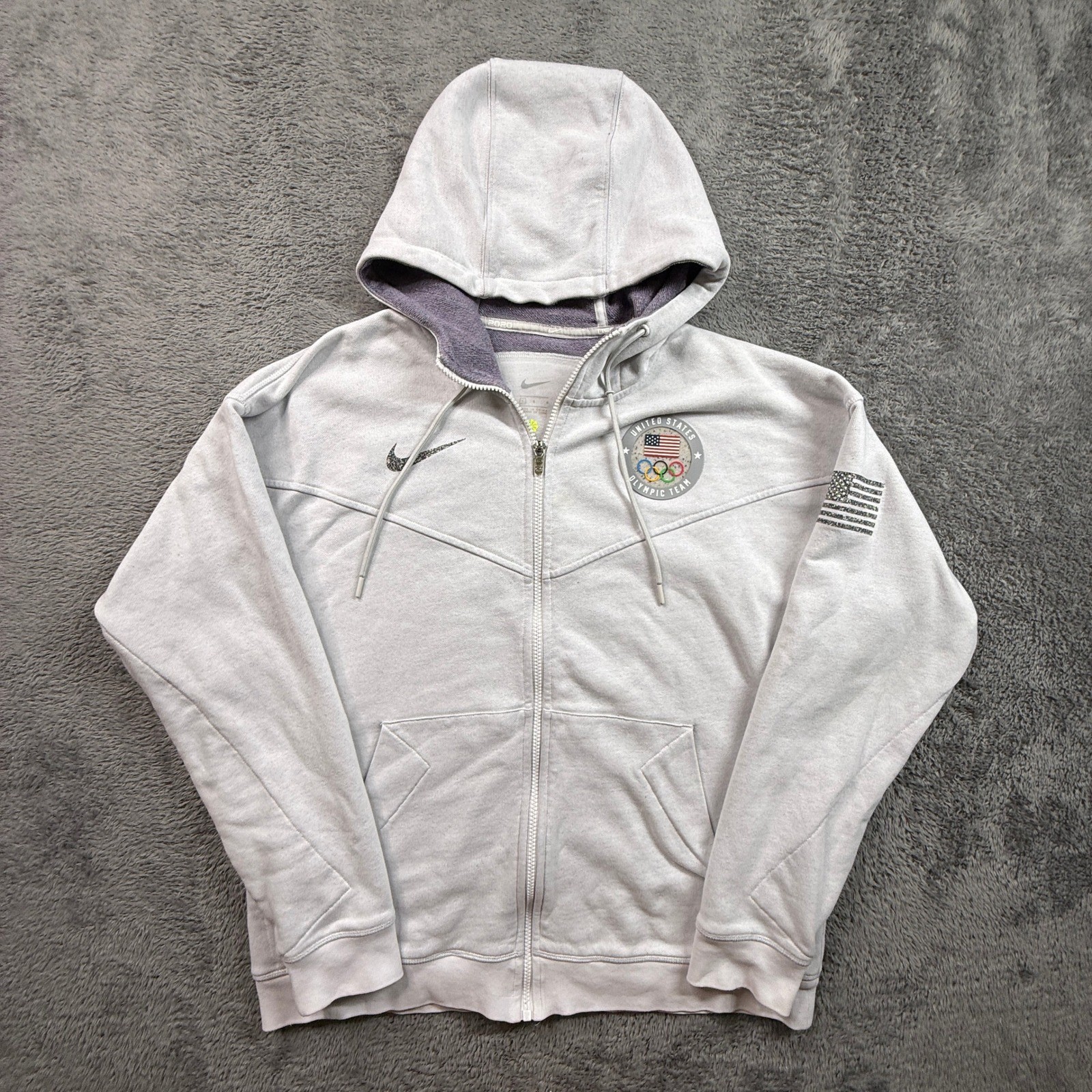 Nike Hoodie Zip Up Mens L Gray 2020 Team USA Olympics Fleece Jacket