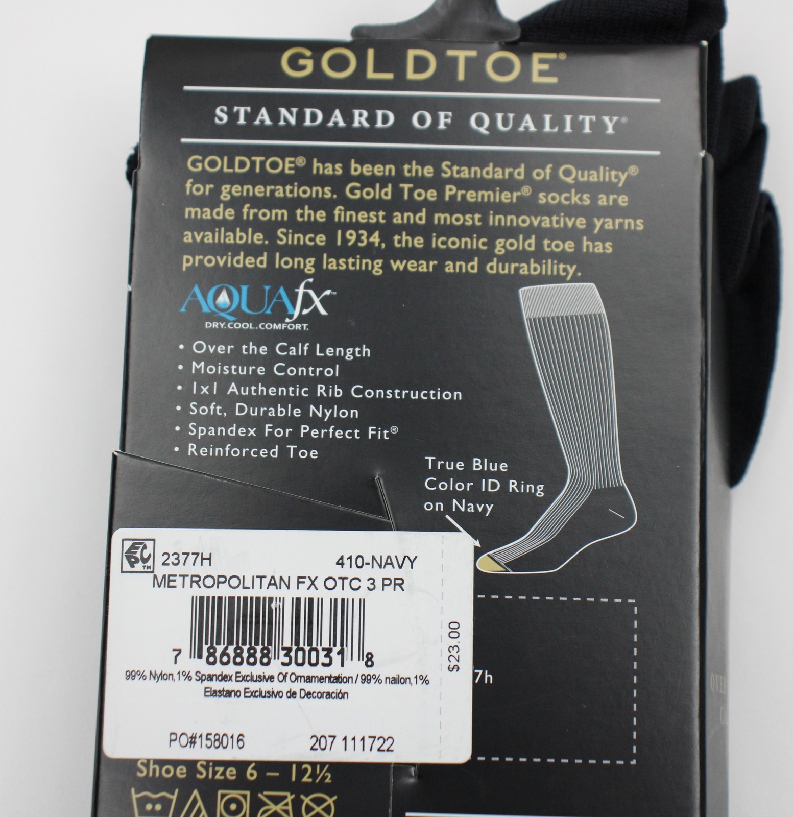 Gold Toe Socks Mens 6-12.5 Navy Metropolitan FX Dress Over The Calf 3 Pack