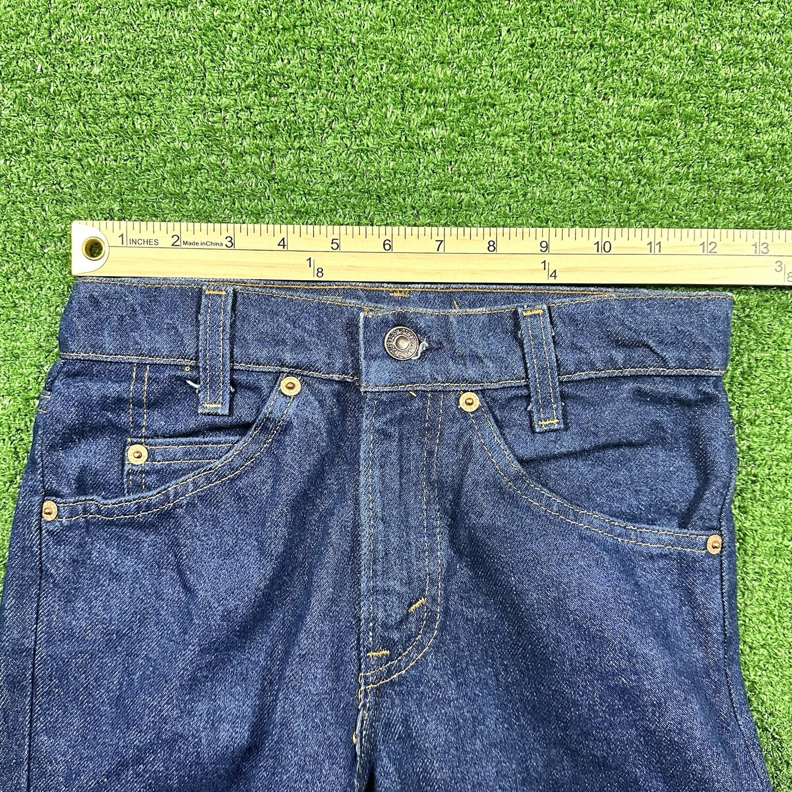 Vintage 80s Levis 718 Students Orange Tab Jeans Made in USA 26×30 Dark Wash