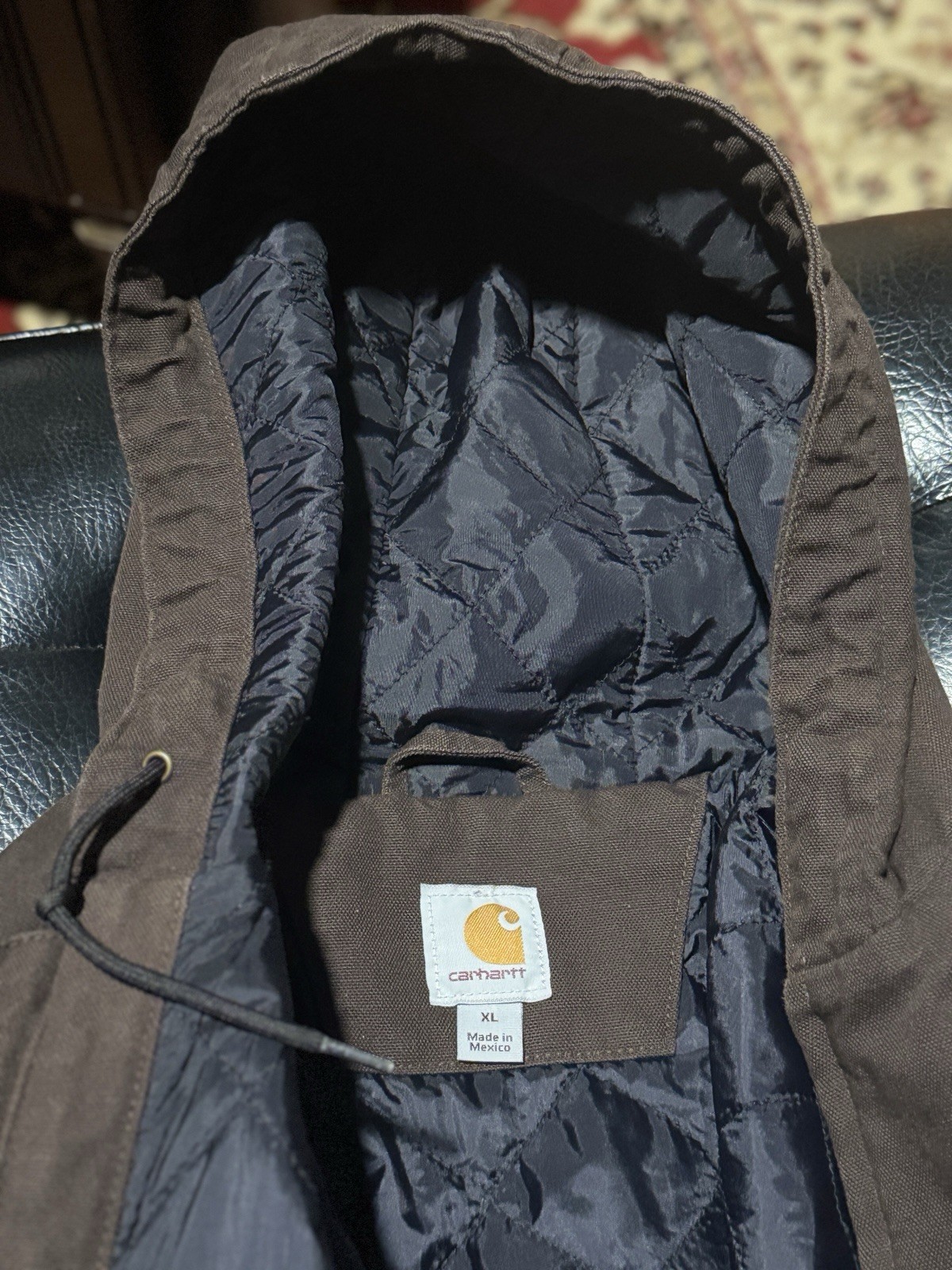 Carhartt Men’s Brown Hooded Active Jacket Quilt-Lined 3M Thinsulate XL Reg
