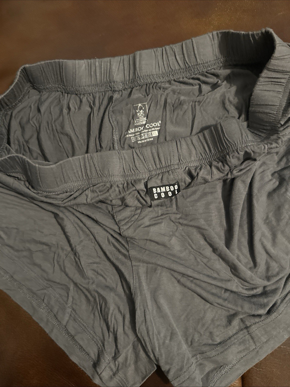 Bamboo Cool Men’s Gray Green Solid Boxer Sleep Shorts Men’s Solid Pattern L