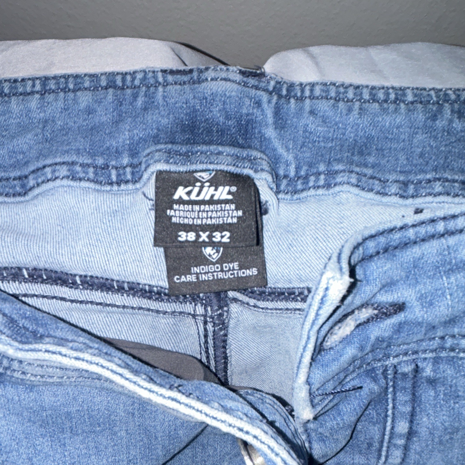KÜHL Revolvr Men’s Straight Leg Jeans Light Wash Blue Denim Outdoor 38×32