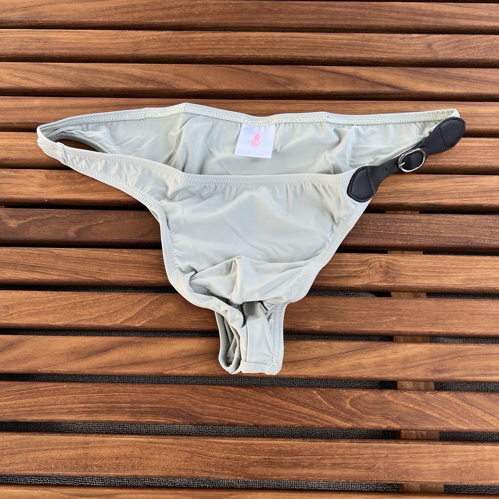 JJ Malibu men grey ultra low w/ buckle swim bikini brief swimwear size S M L XL