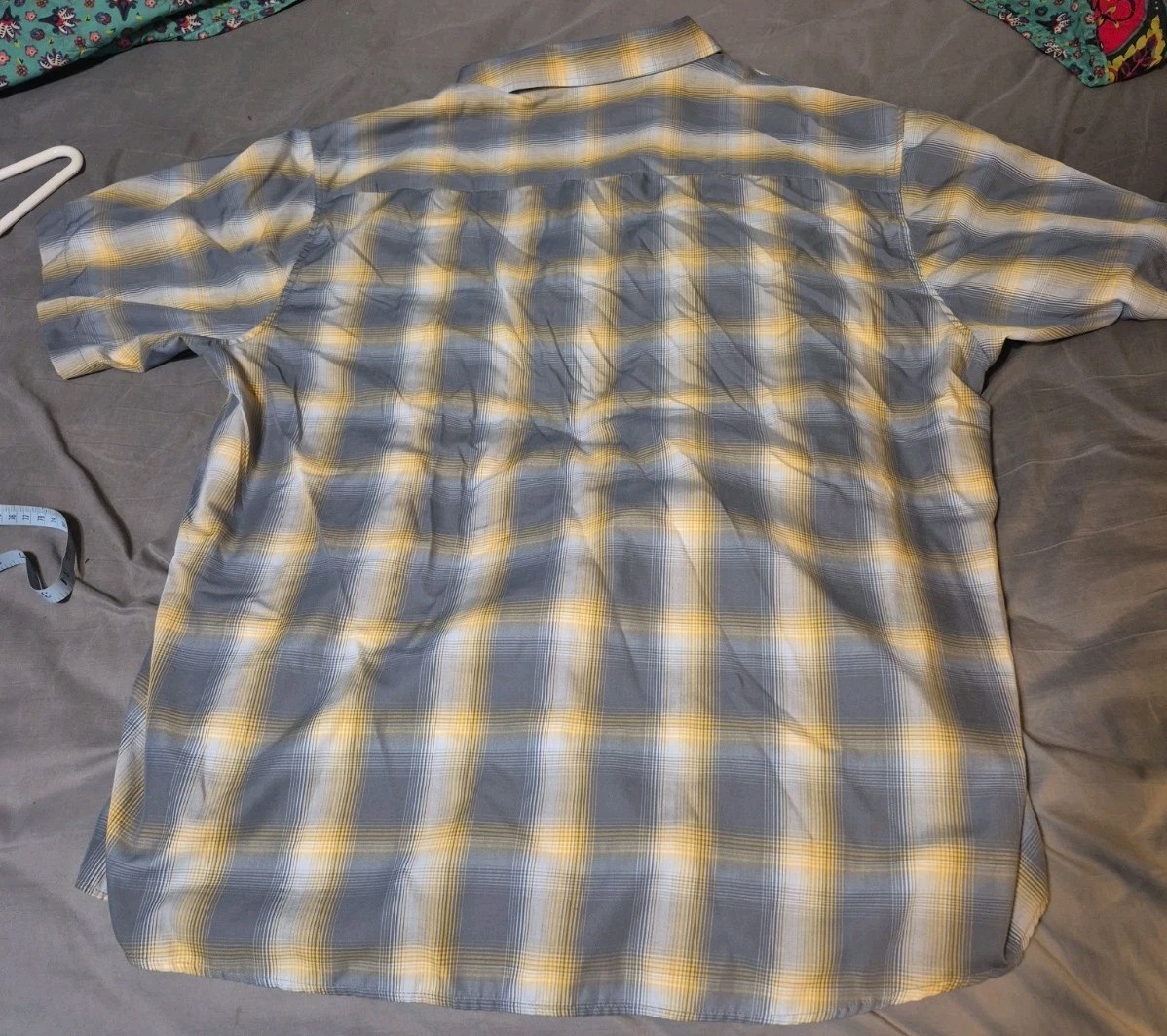 Dixxon Flannel Bamboo Blend Short Sleeve Plaid Shirt Men 4X Yellow Grey
