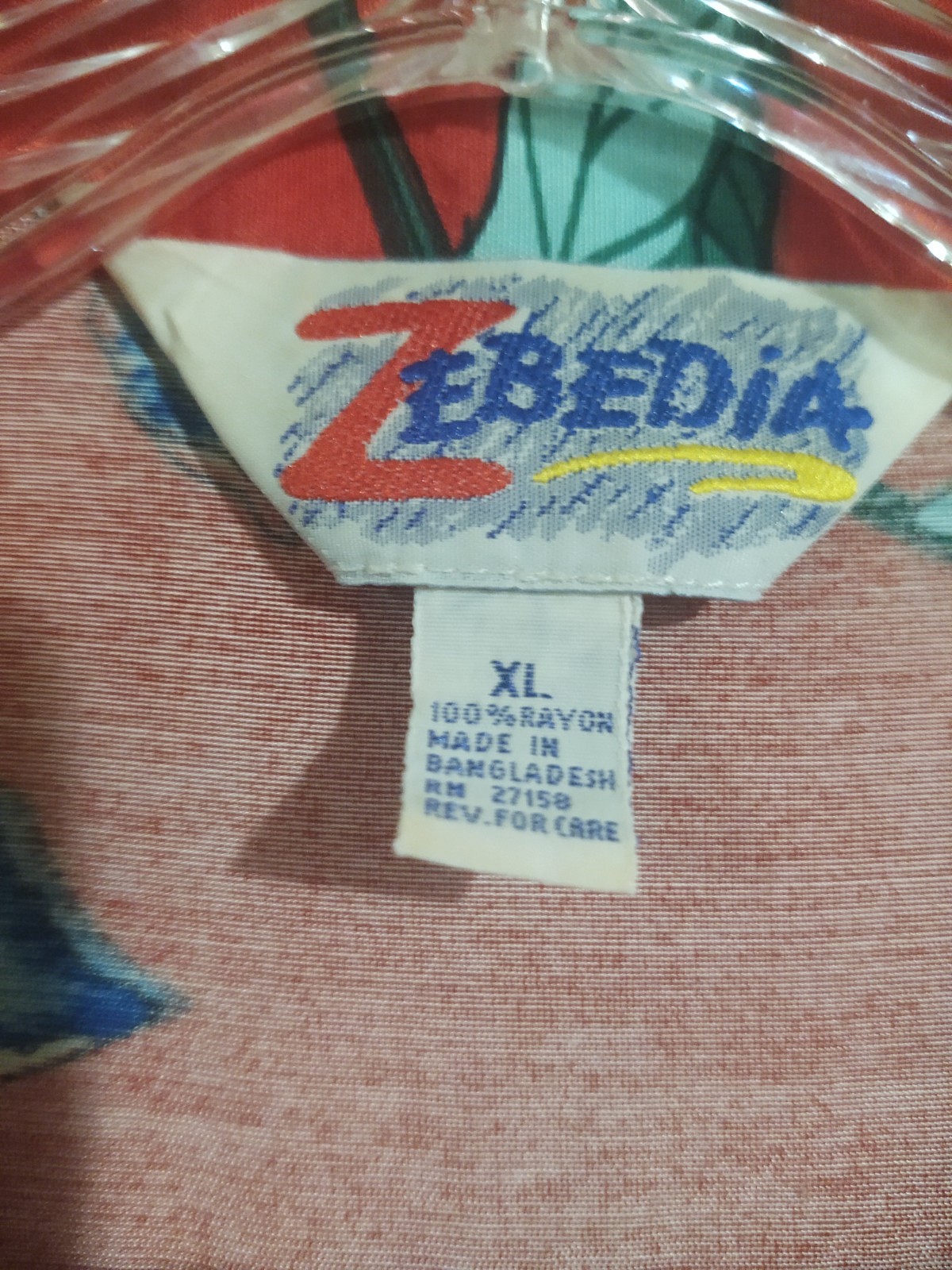 Zabedia Brand Hawaiian Shirt with Red Tropical Floral Designs Size XL