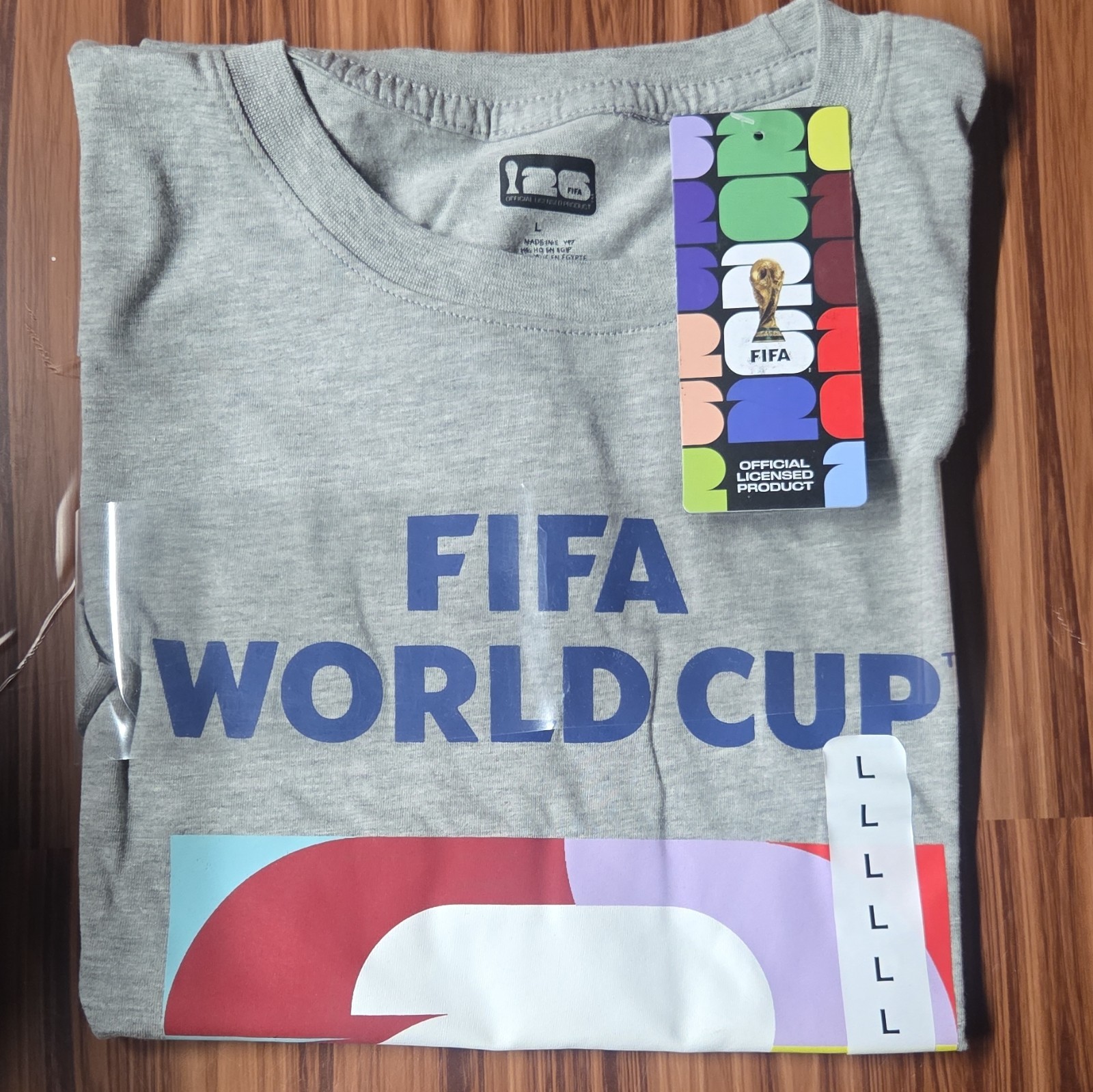 FIFA World Cup Graphic Logo T-Shirt – Gray Crew Neck Short Sleeve Men’s L