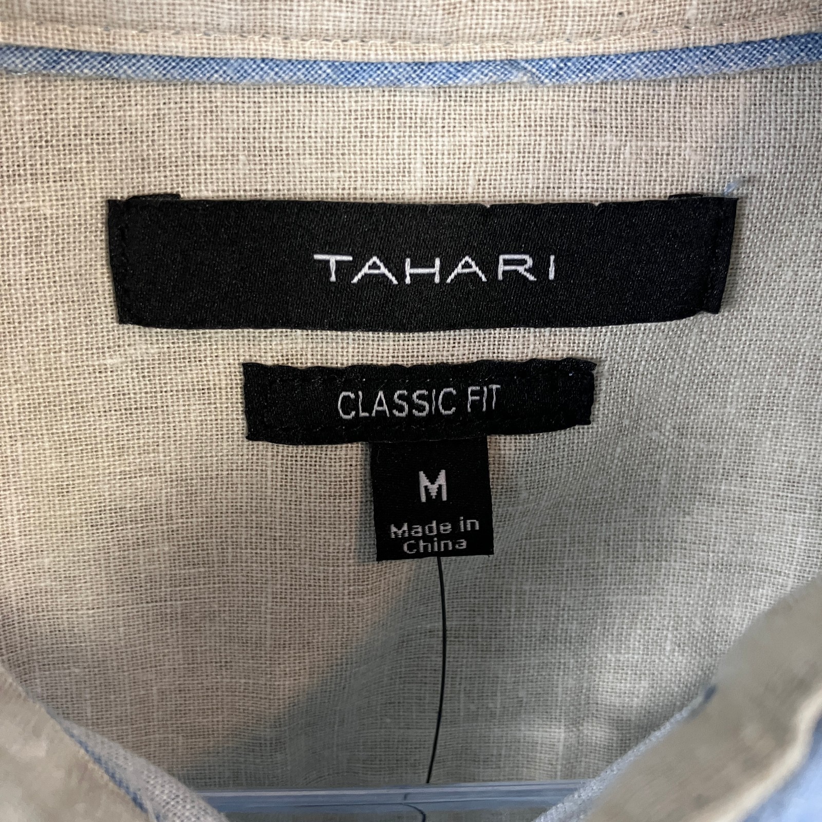 Tahari Men’s The Ultimate Linen Shirt M Cloud Blue NWT
