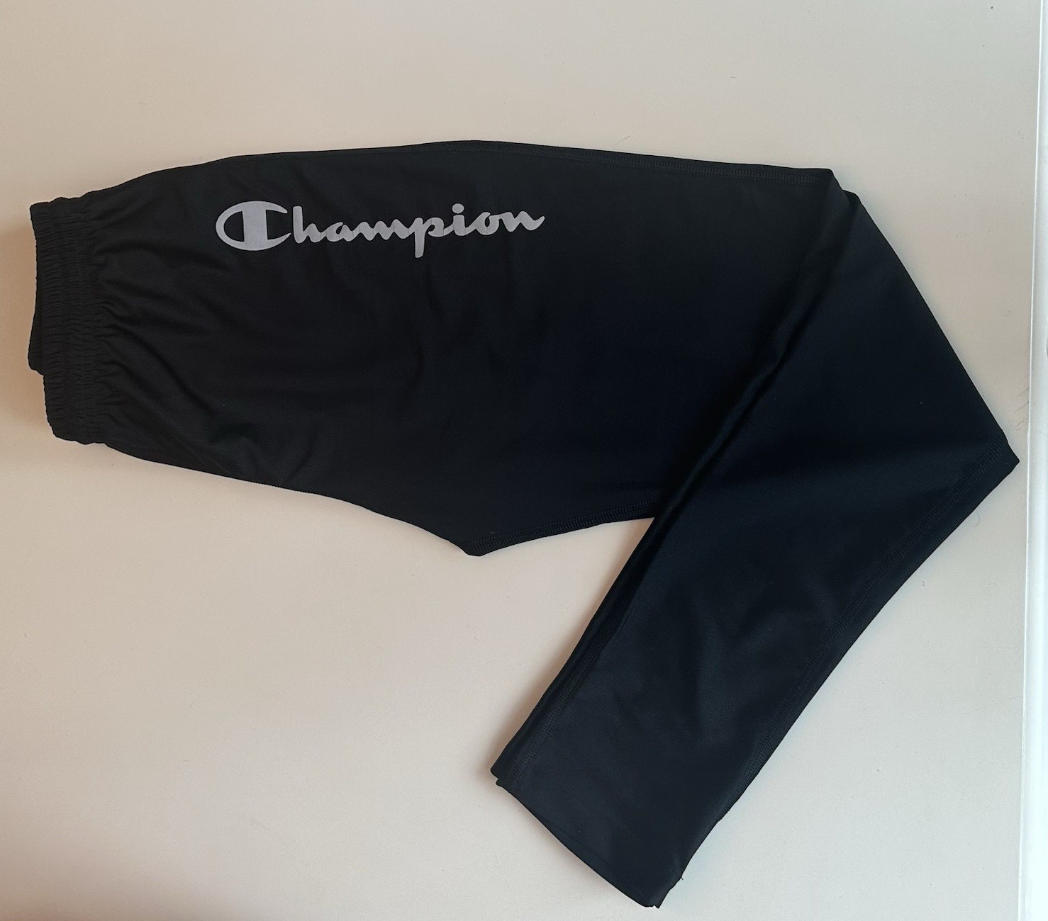 VINTAGE 1990’s Champion Men L Black Runners Pant Nylon Lycra Drawstring Elastic