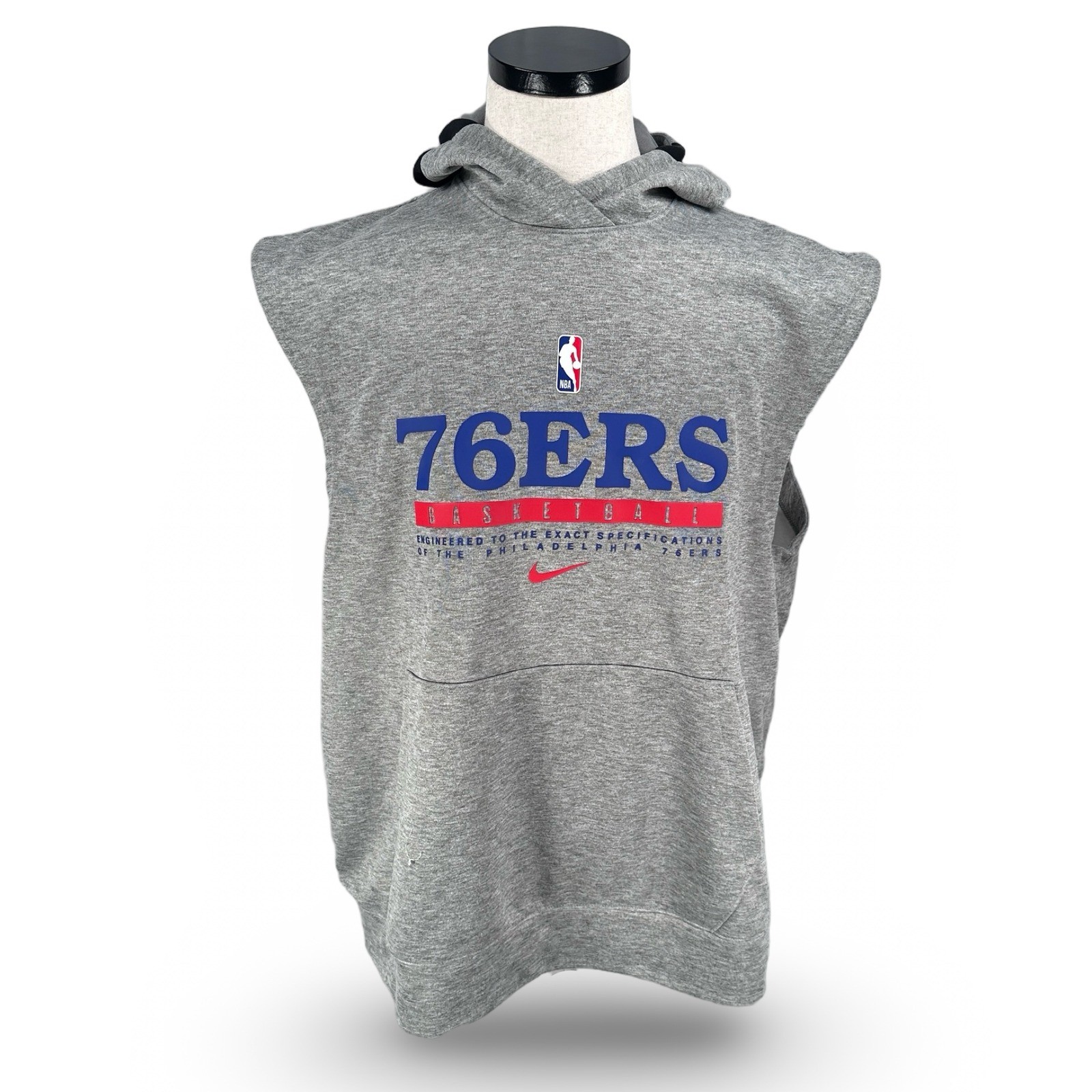 Nike Engineered Philadelphia 76ers NBA Sleeveless Hoodie Men XLT Gray Team Issue