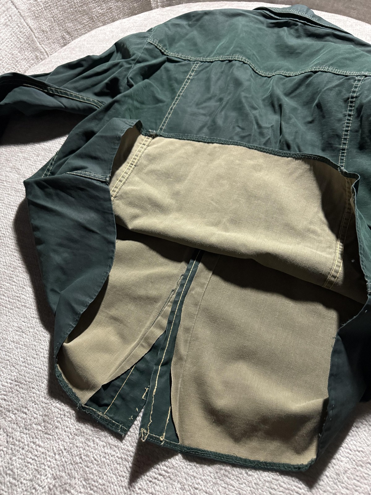 Vintage ~80s William Barry Jacket XL Green Cotton Twill Utility Military Style