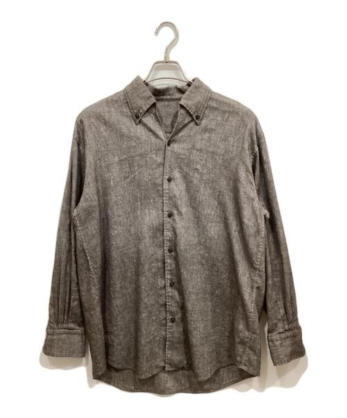 Cale Linen Wool Shirt Mens Gray Size L Casual Long Sleeve Top
