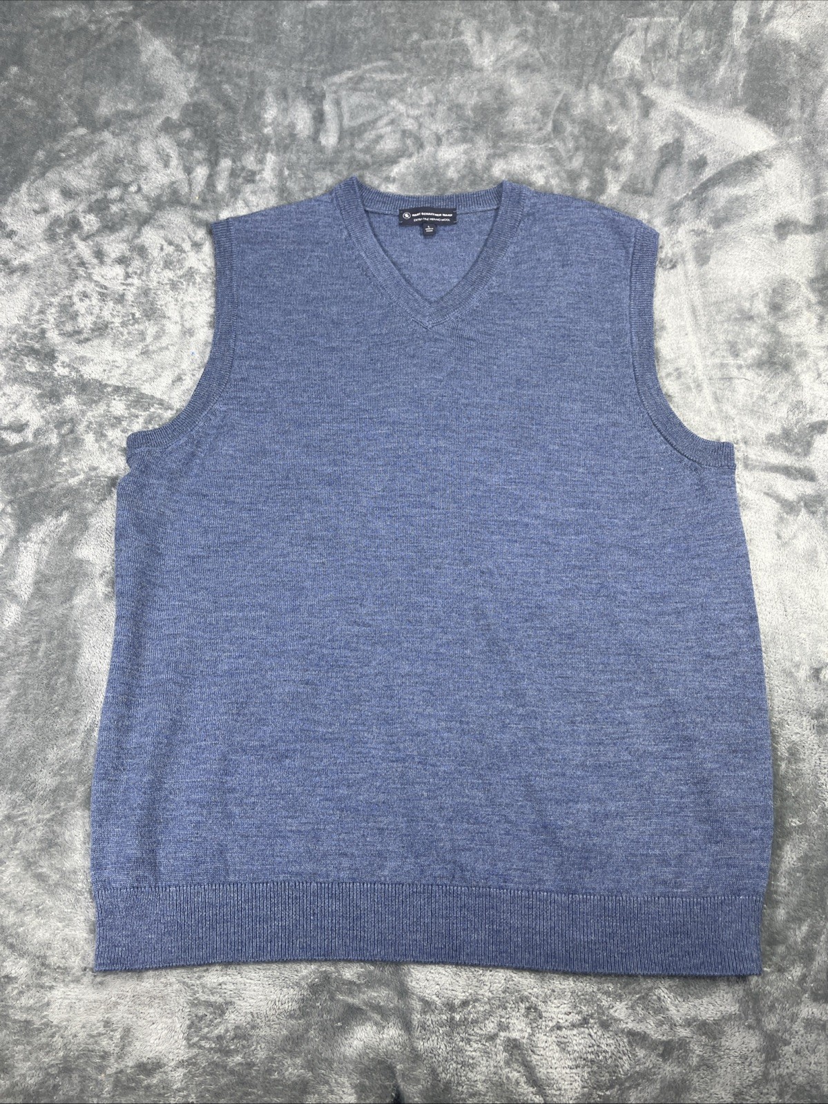 Hart Schaffer Marx Merino Wool Vest Mens Large Blue V-neck Soft School Office