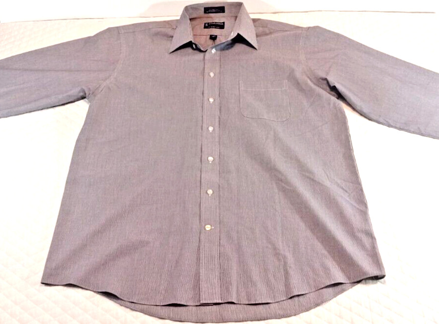 Stafford Men’s XL Shirt Striped Broadcloth Long Sleeve Button Up Multicolor