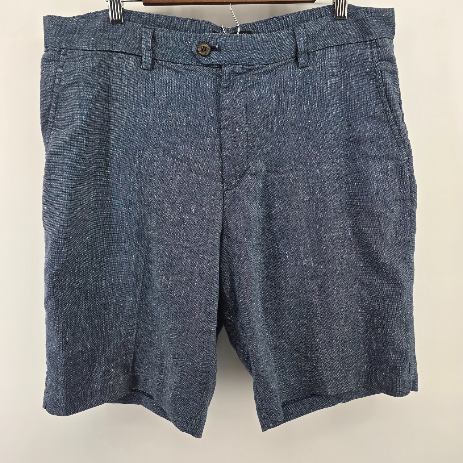 Banana Republic Emerson Short Men’s 36 Blue Linen Blend Chino Shorts RN 54023