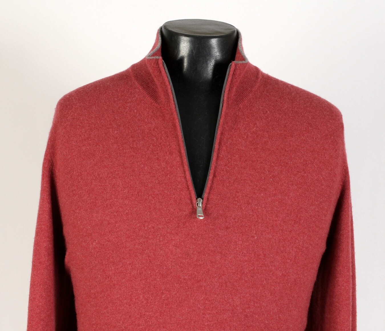 Brunello Cucinelli 100% Cashmere 1/2 Zip Sweater – Red – XL – $1350 Retail