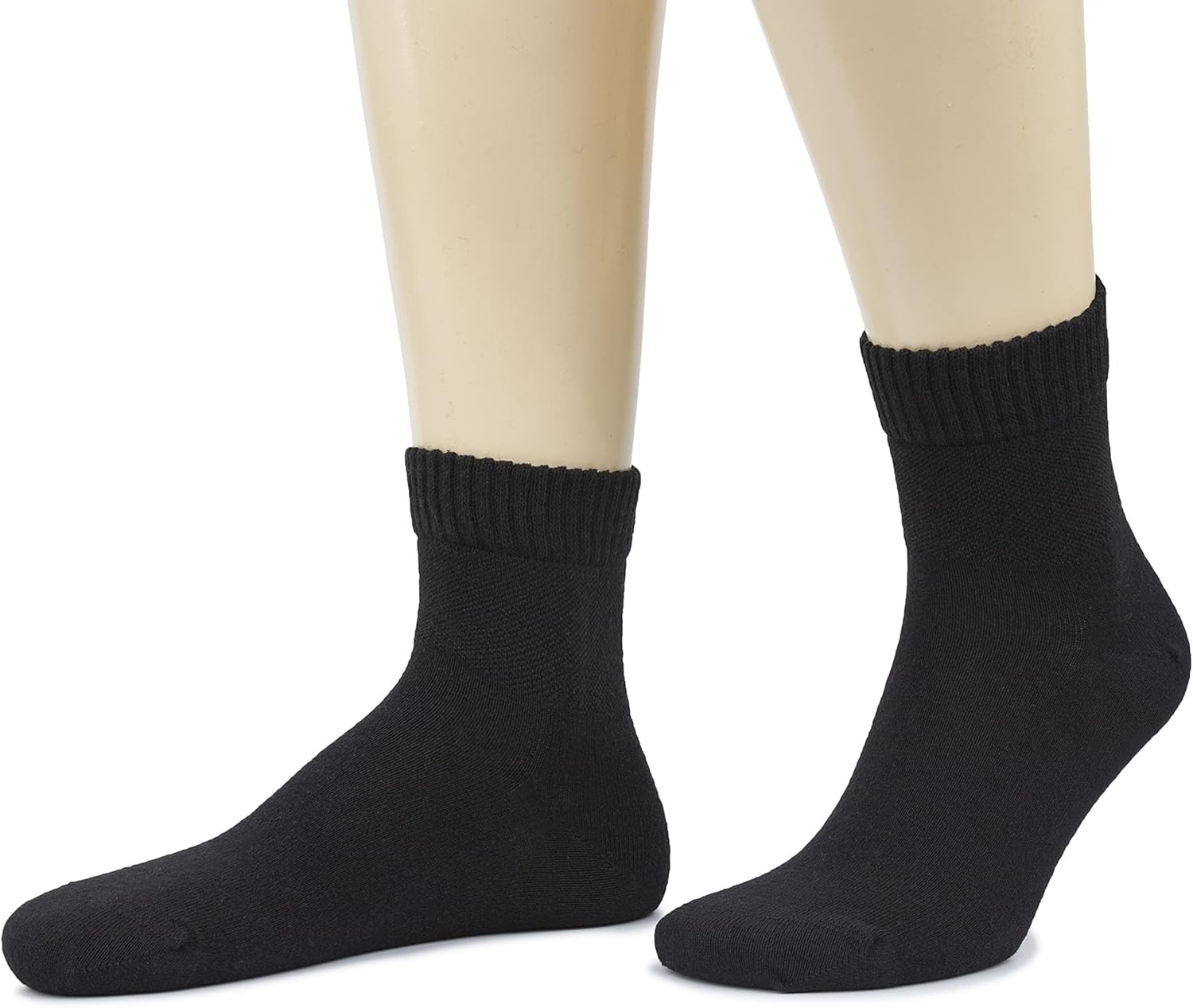 Hugh Ugoli Men’s Cotton Diabetic Ankle Socks, 11-13, 01- Black (4 Pairs)