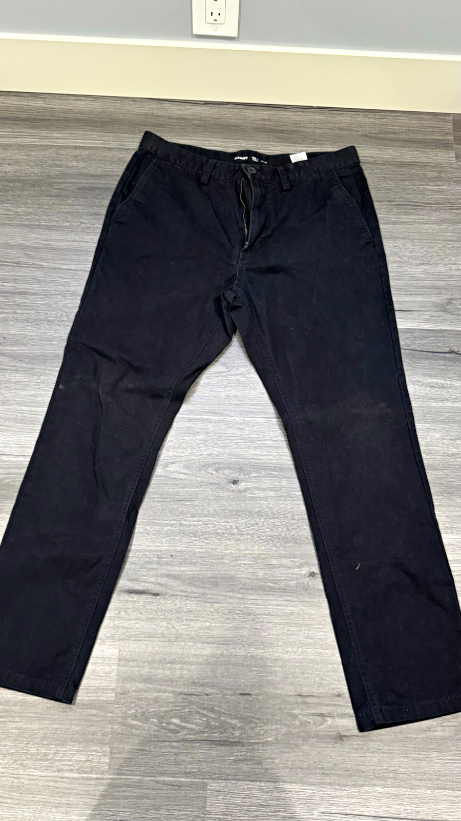 Old Navy Men’s Black Slim Straight Cotton Twill Chino Pants Flat Front 33