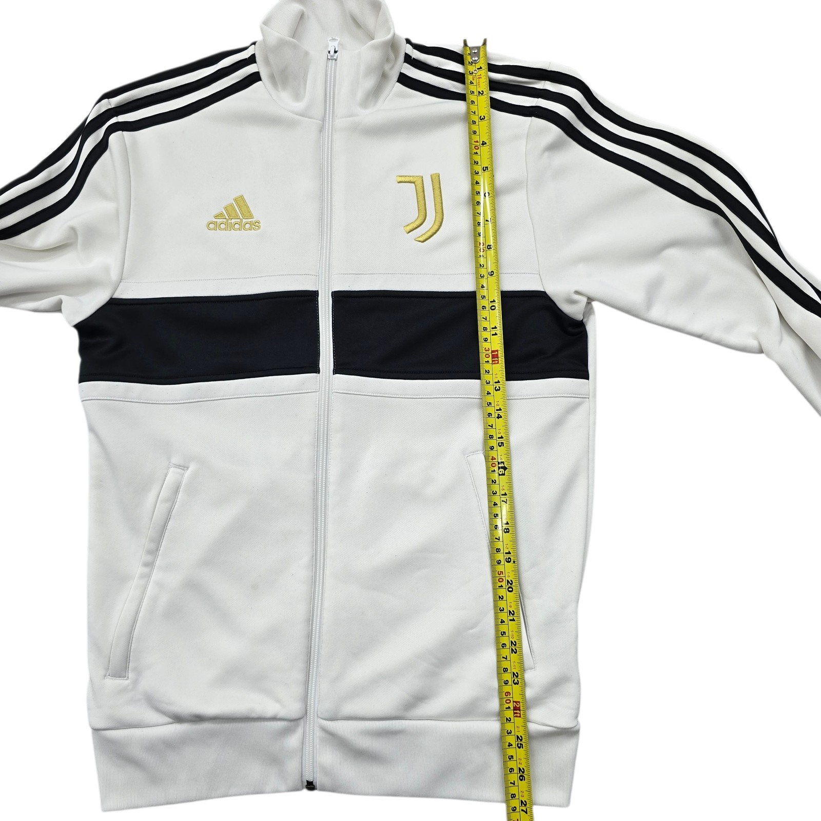 Adidas Boys Track Jacket Zip Up White Striped Sleeves Size 6