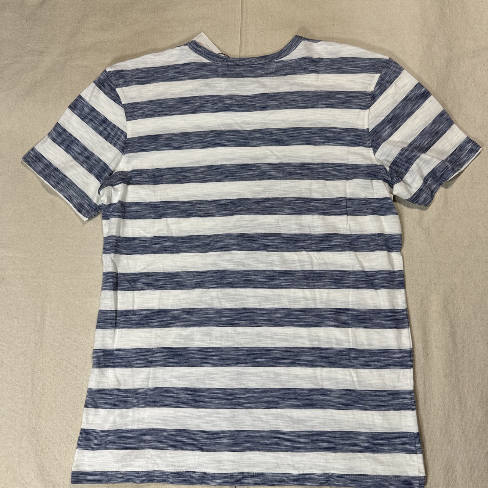 Daniel Buchler Shirt Mens M Blue White Striped Stretch Crew Neck Jersey Tee NWT