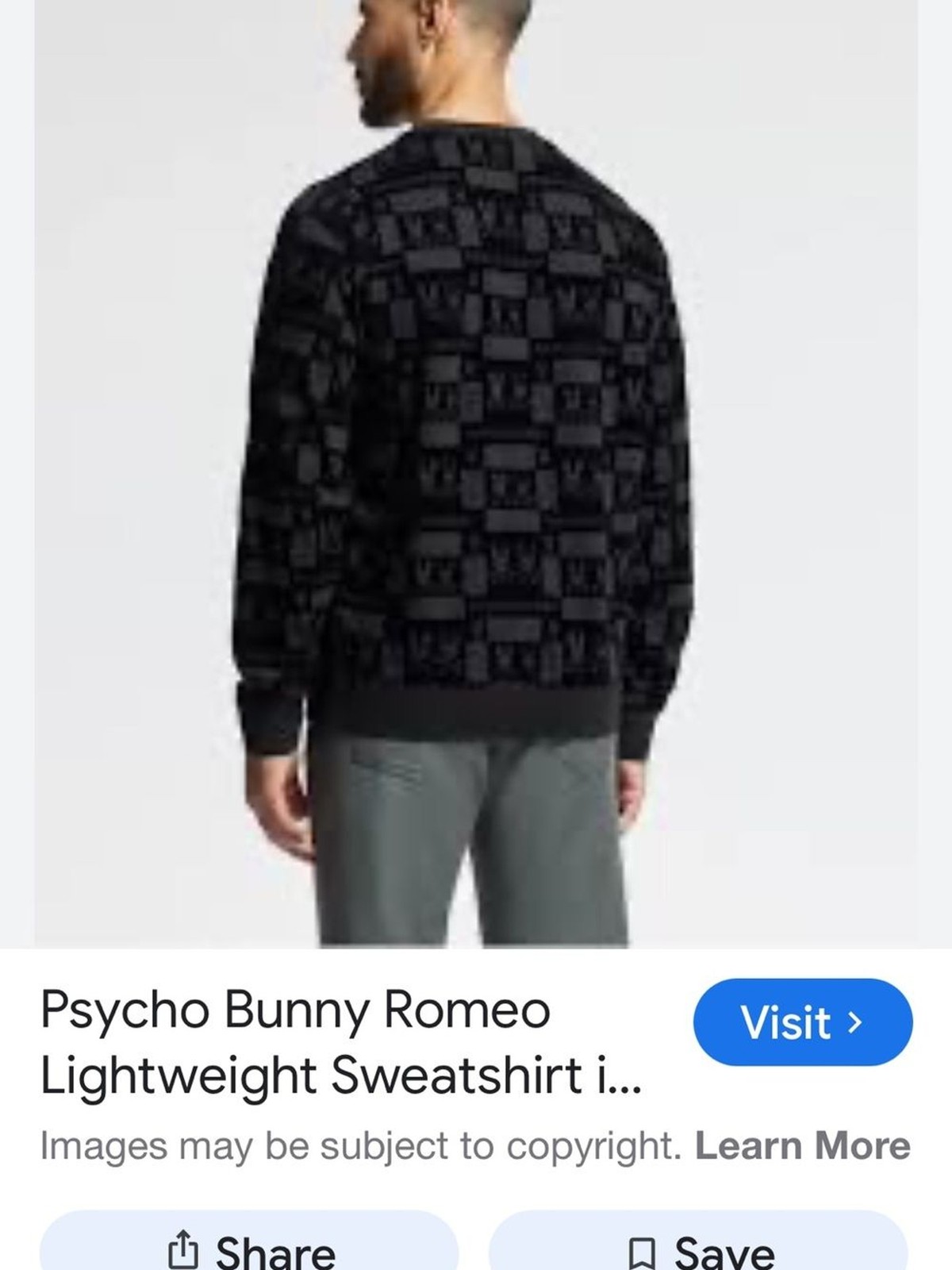 Psycho Bunny Black/Charcoal Checker Logo Romeo sweatshirt