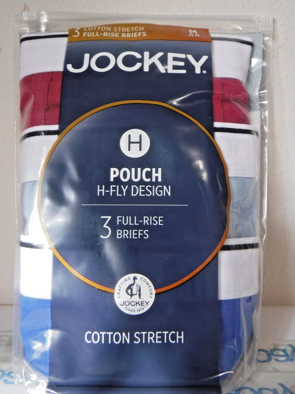 Jockey Pouch H Fly Design 3 Men’s Full Rise Briefs M Blue gray mix H fly 1145