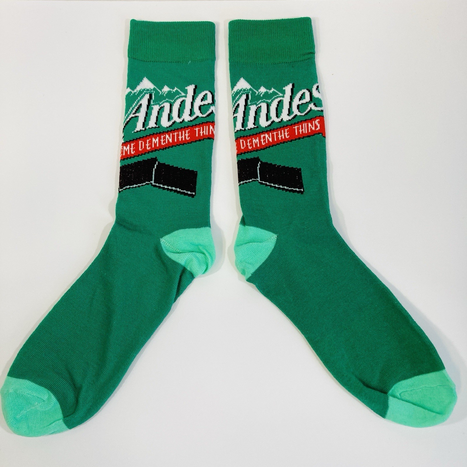 new ANDES MINTS SOCKS Green retro candy men/women ADULT CREW OSFM