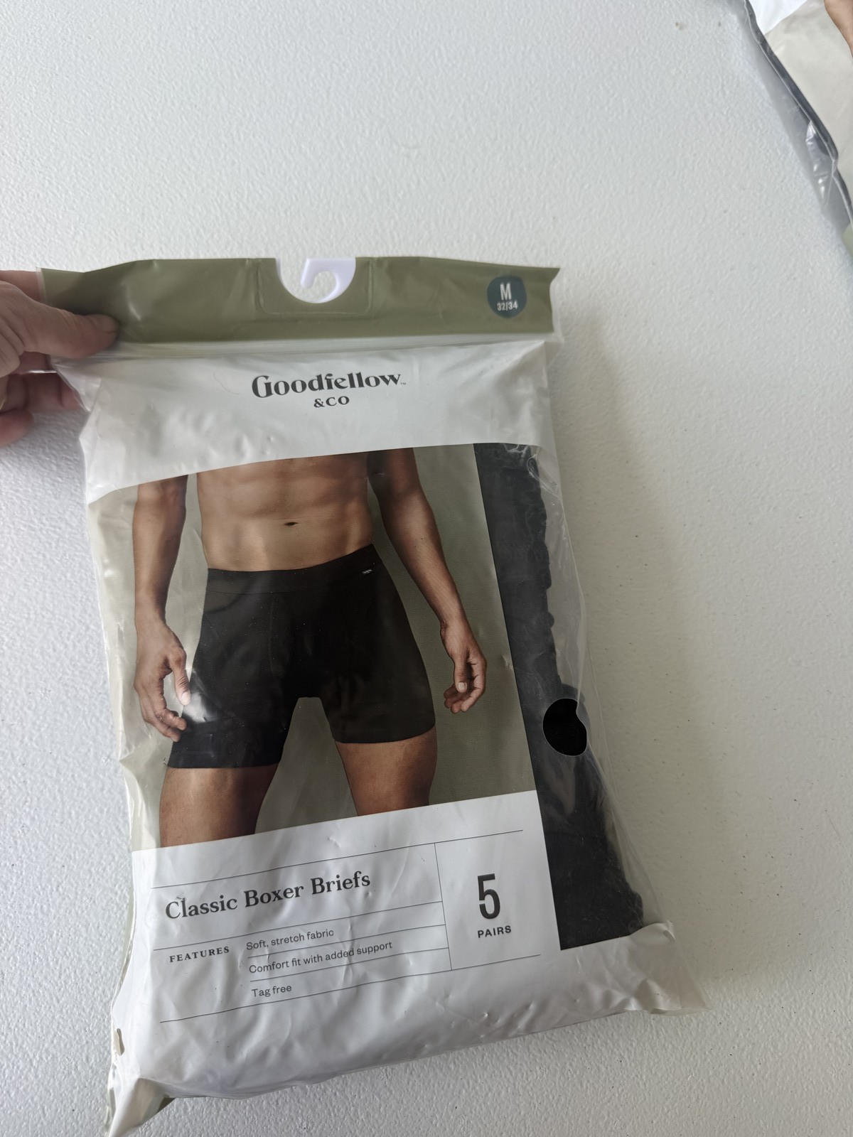 Goodfellow & Co Men’s Classic Boxer Briefs – 5 Pack – Black – Size M – Tag Free