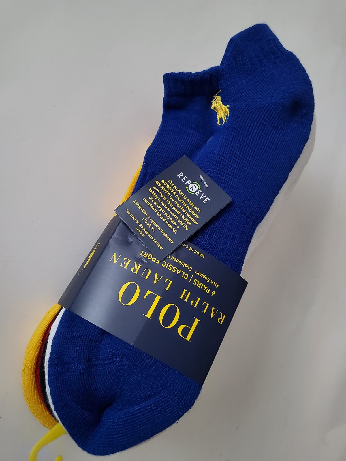 Polo Ralph Lauren 6-pair classic sport socks 6pk low cut socks White Black Navy