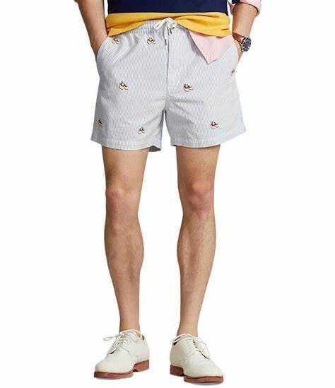 Polo Ralph Lauren Shorts Mens L w/ Embroidered Allover Oxford Shoes Striped NWT
