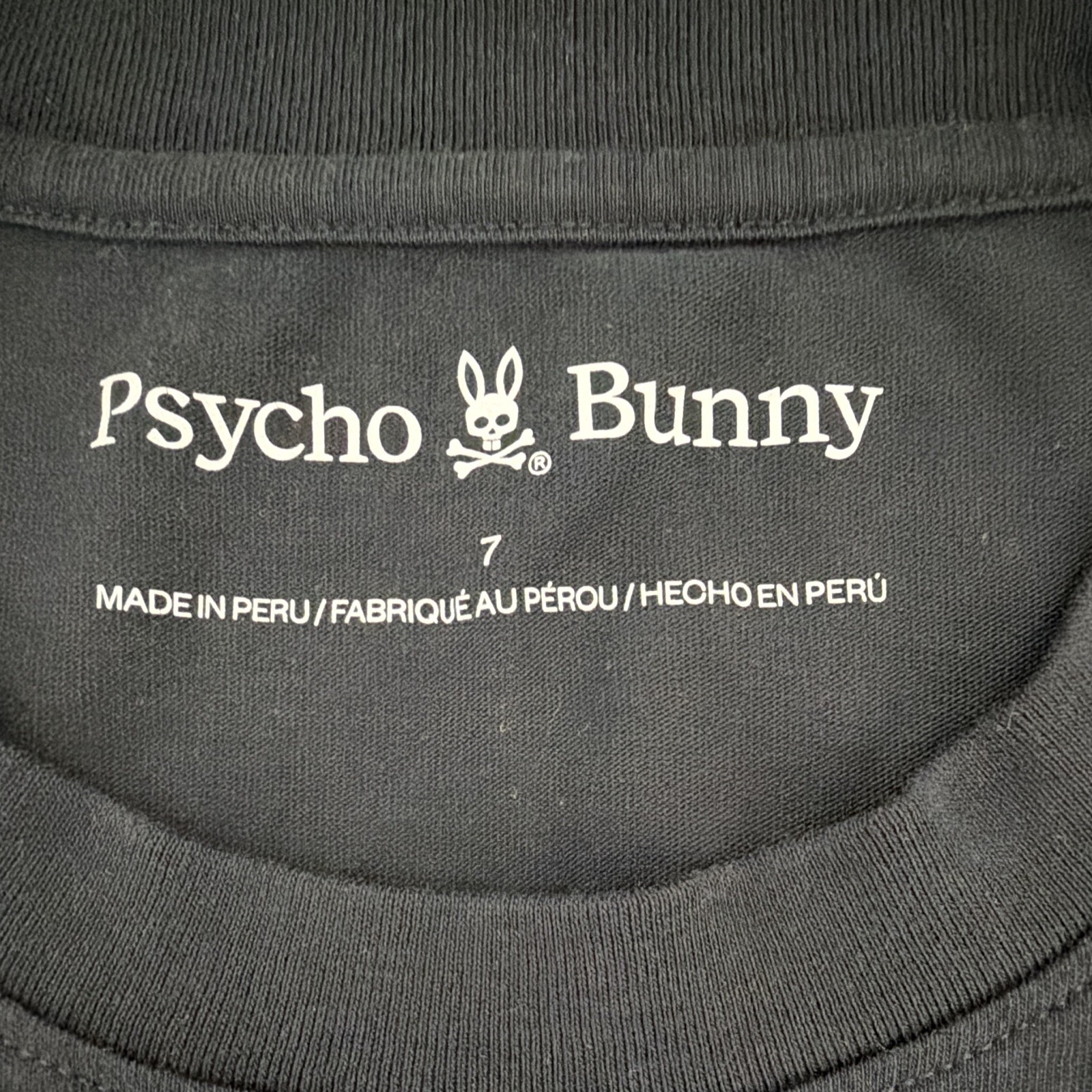 Psycho Bunny Men’s Black Graphic Logo T-Shirt Crew Neck Cotton Knit Size 7