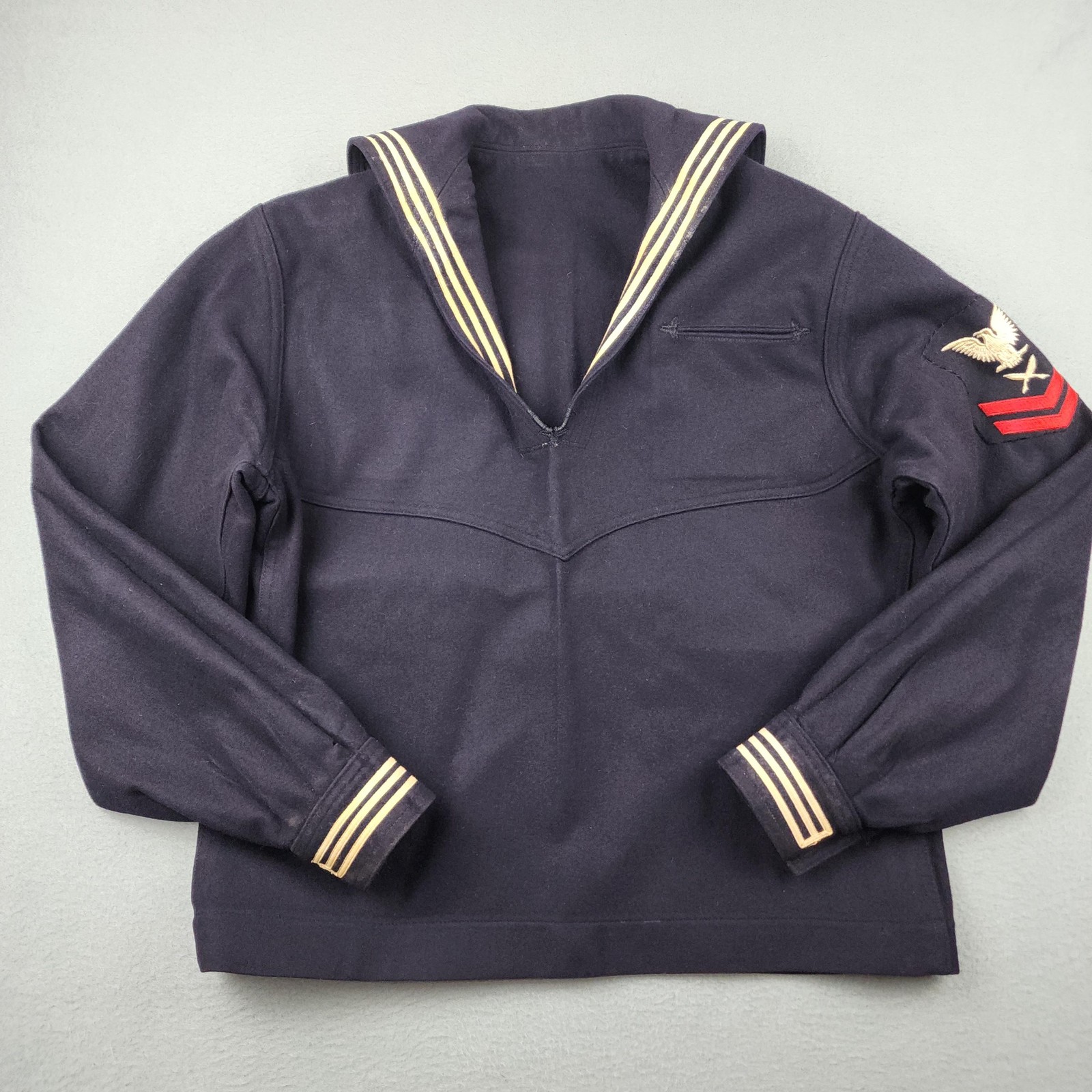 Vintage Sidran Sportswear Jacket Mens 42R Blue Wool US Navy Sailor Pullover 60s